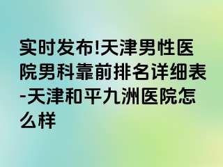 实时发布!天津男性医院男科靠前排名详细表-天津和平九洲医院怎么样